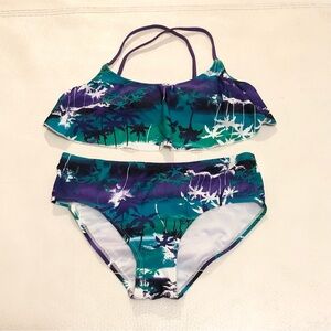 Kanu Surf Girls' Alania Flounce Bikini Beach Sport 2 Pcs Swimsuit Size 14